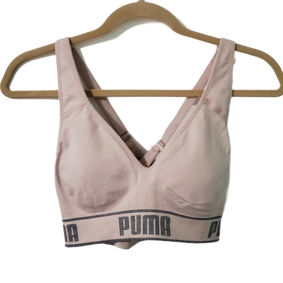 Puma Other - Puma Blush Pink Logo Padded Criss Cross Sports Bra